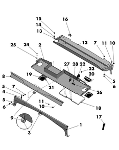 Euro Cab Roof Insert Diagram and Parts List for 46F 4X4-1I018G-1I019G-37ACH010 Cub Cadet Lawn Tractor Accessories